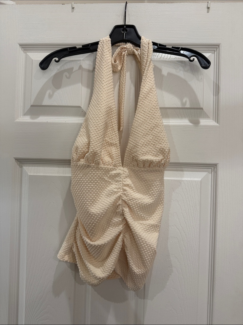 NWT Cream Textured Halter Tank Top